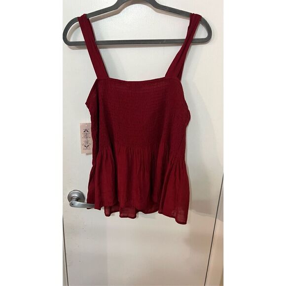 Nanette Lepore Burgundy Gauze Tank Crop Top Womens SZ  M New - Picture 8 of 11